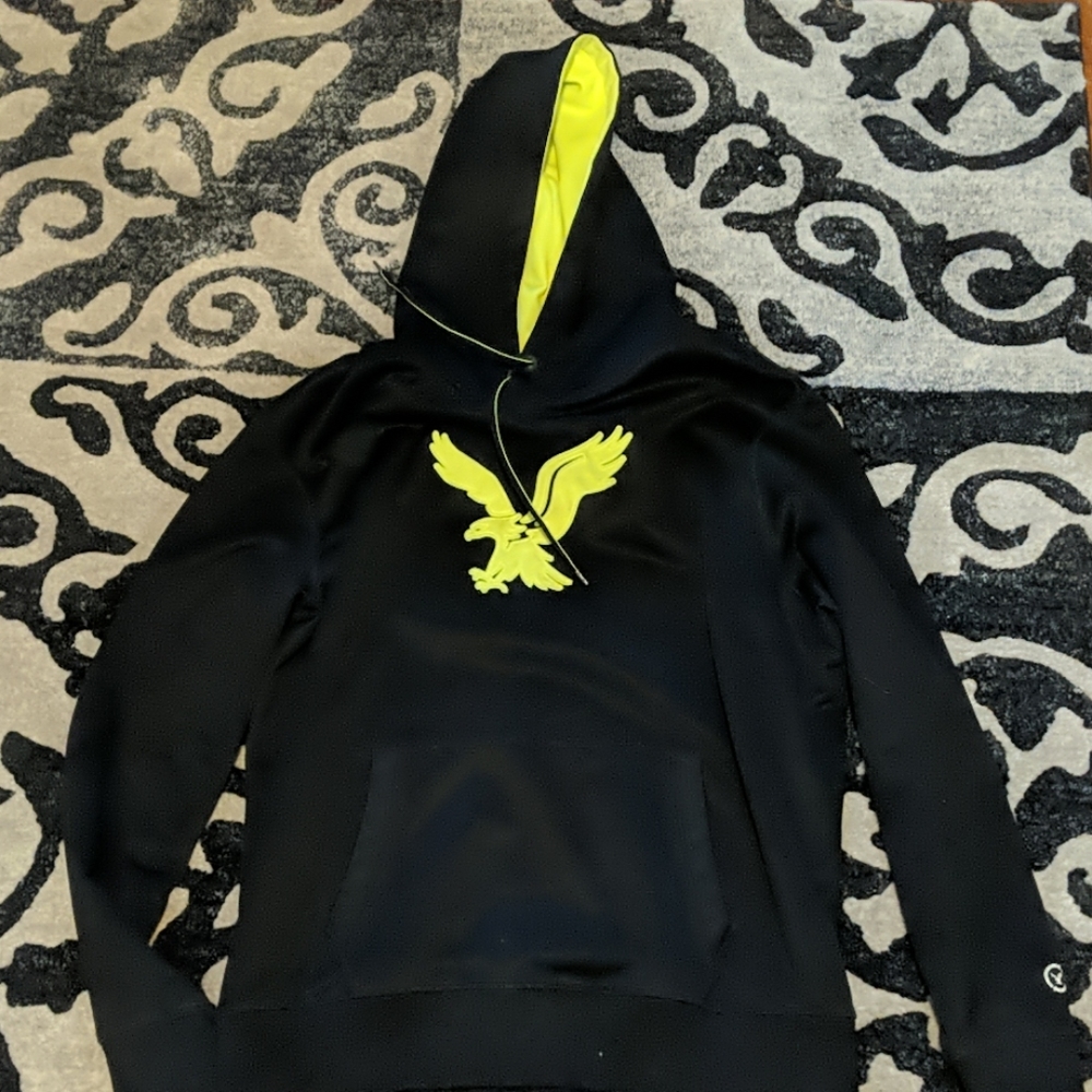 American Eagle black/neon yellow hoodie